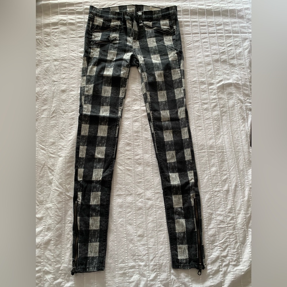rag & bone Black and White Plaid Women Jeans